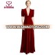 Custom red velvet short sleeve v-neck sexy maxi women dress